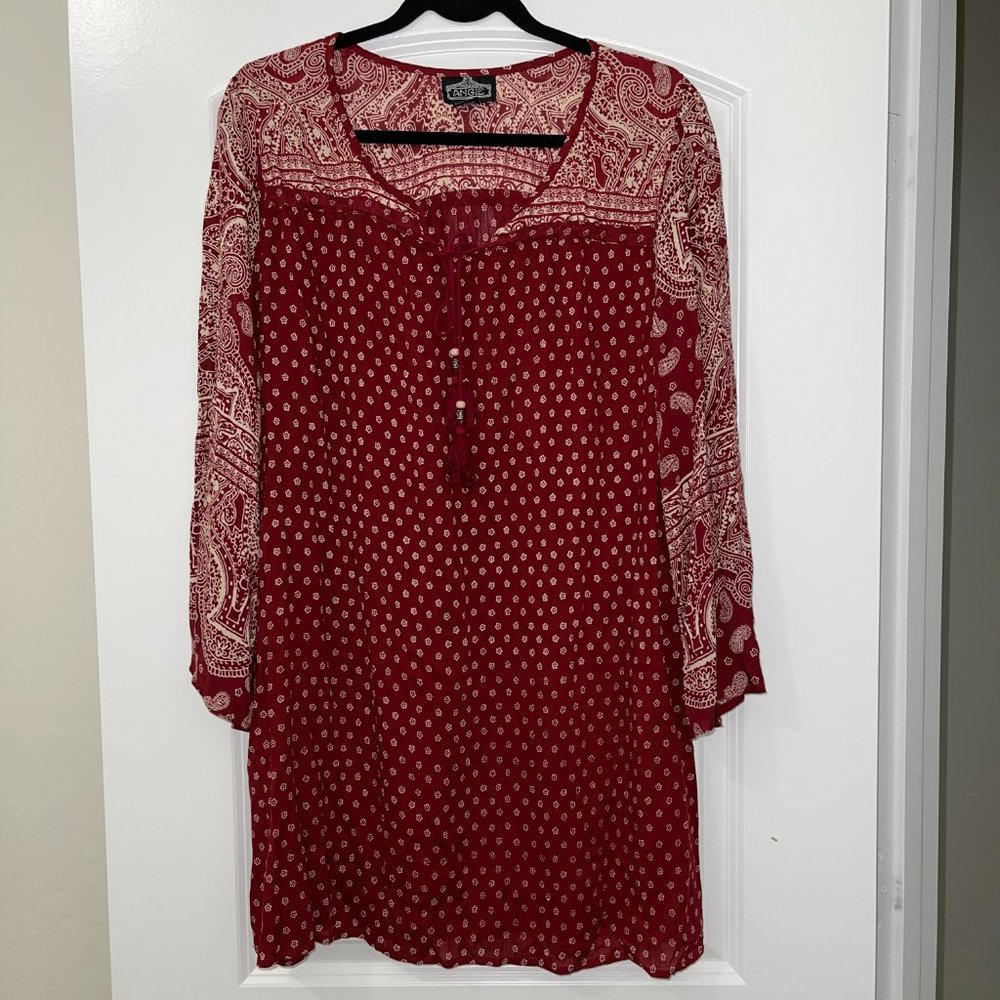 Angie Boho Floral Paisley Print Tunic Dress